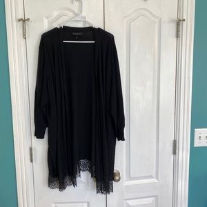 Lane Bryant 26/28 Black Cardigan with lace trim